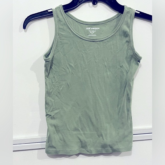 Joe Fresh Other - Joe Fresh Girls Olive Green Cotton Tank Top Medium 7-8 Silver Threading Edging